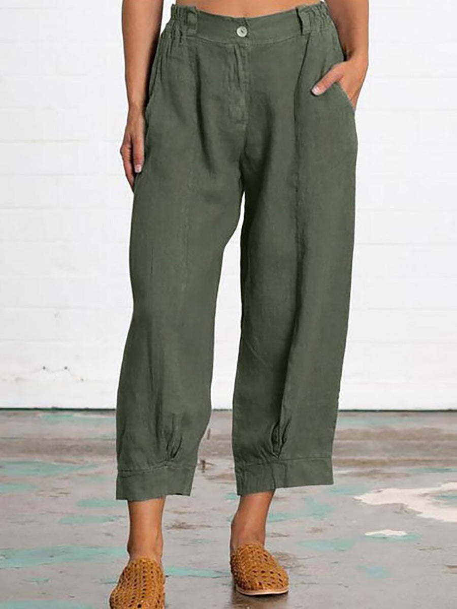 Mid Waist Straight Leg Pants