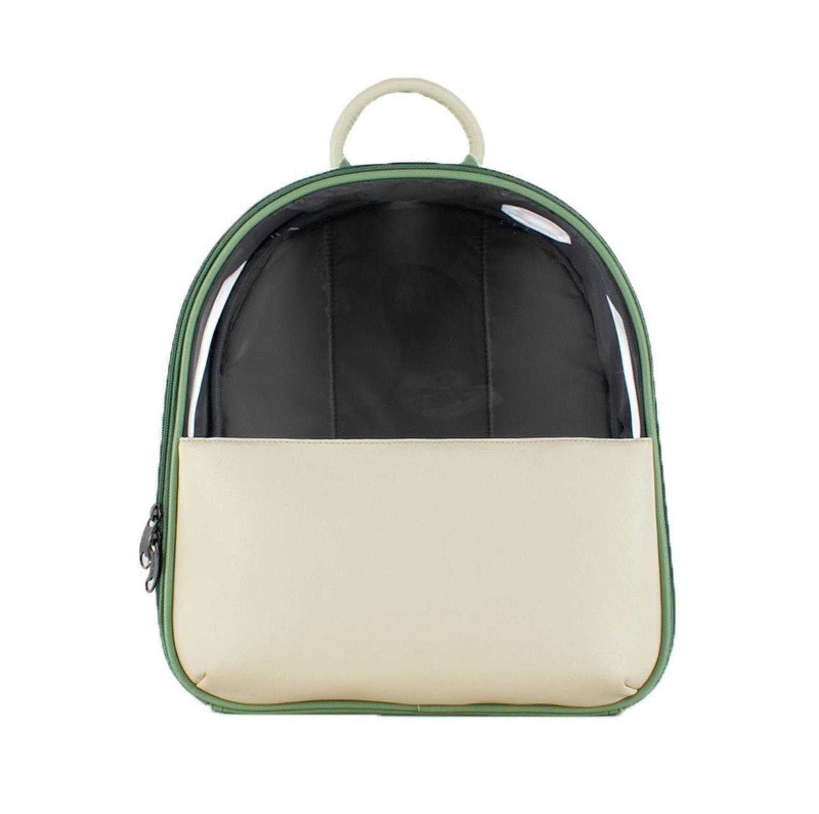 Leather Backpack Style Cat Carrier With Transparent Window