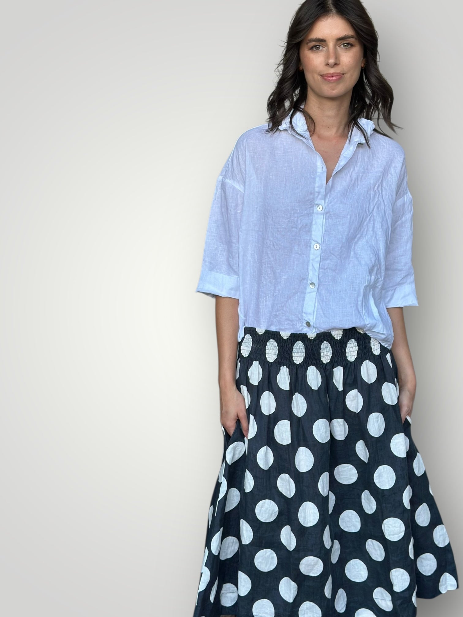 big charcoal spot linen