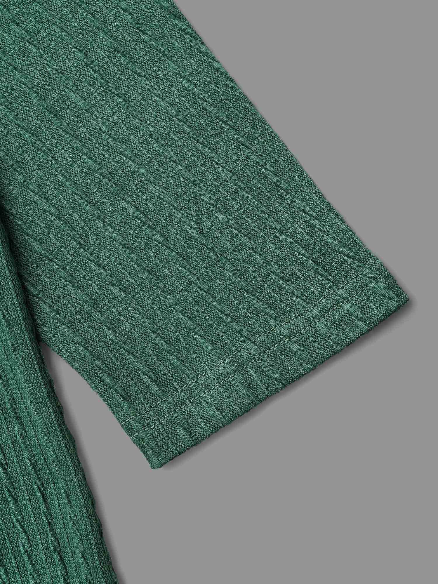 Textured Elastic Raglan Sleeves T-shirt