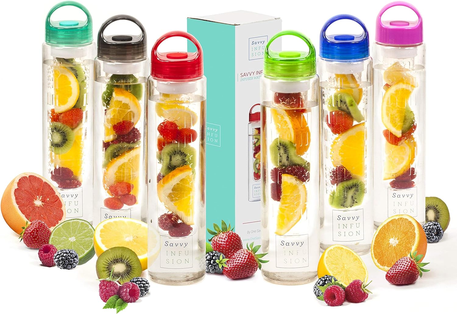Infusion Water Bottles - Fruit Infuser Bottle With Unique Leak Proof Silicone Sealed Cap