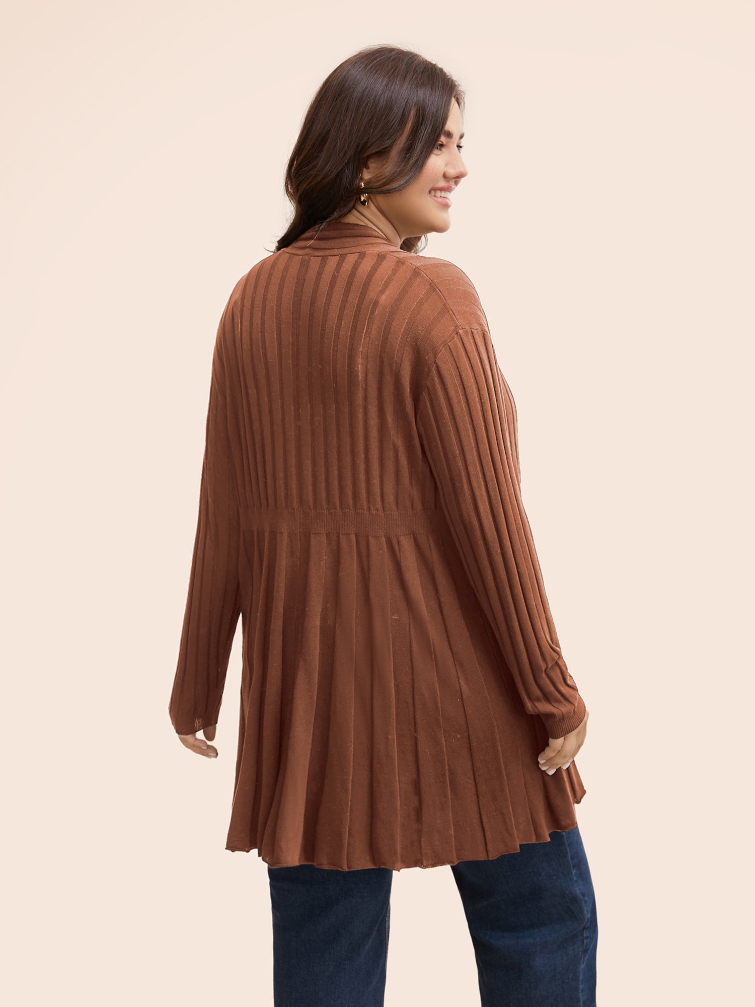 Plain Textured Kimono Collar Cardigan