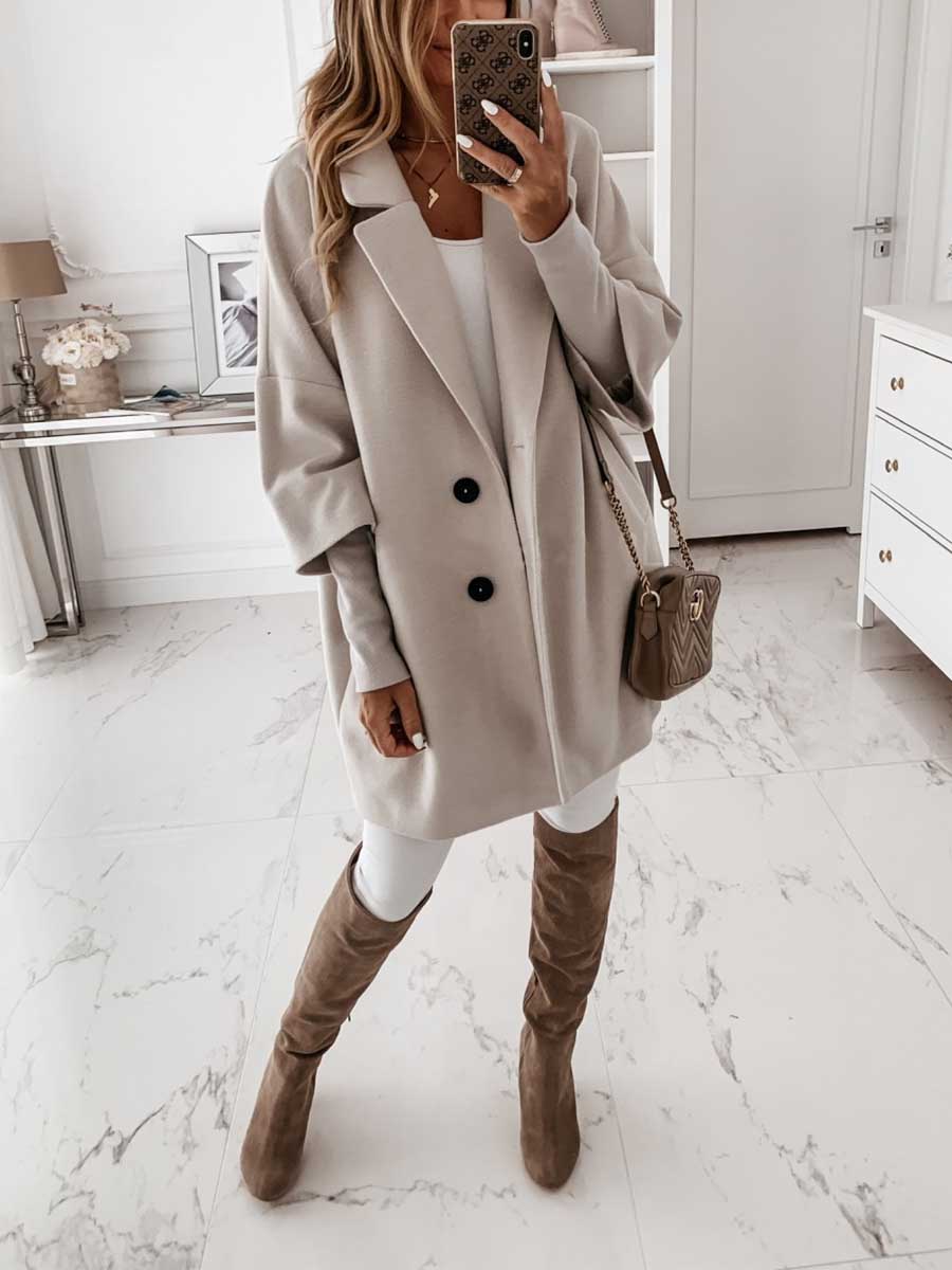 Tweed Coat With Seven-quarter Sleeves