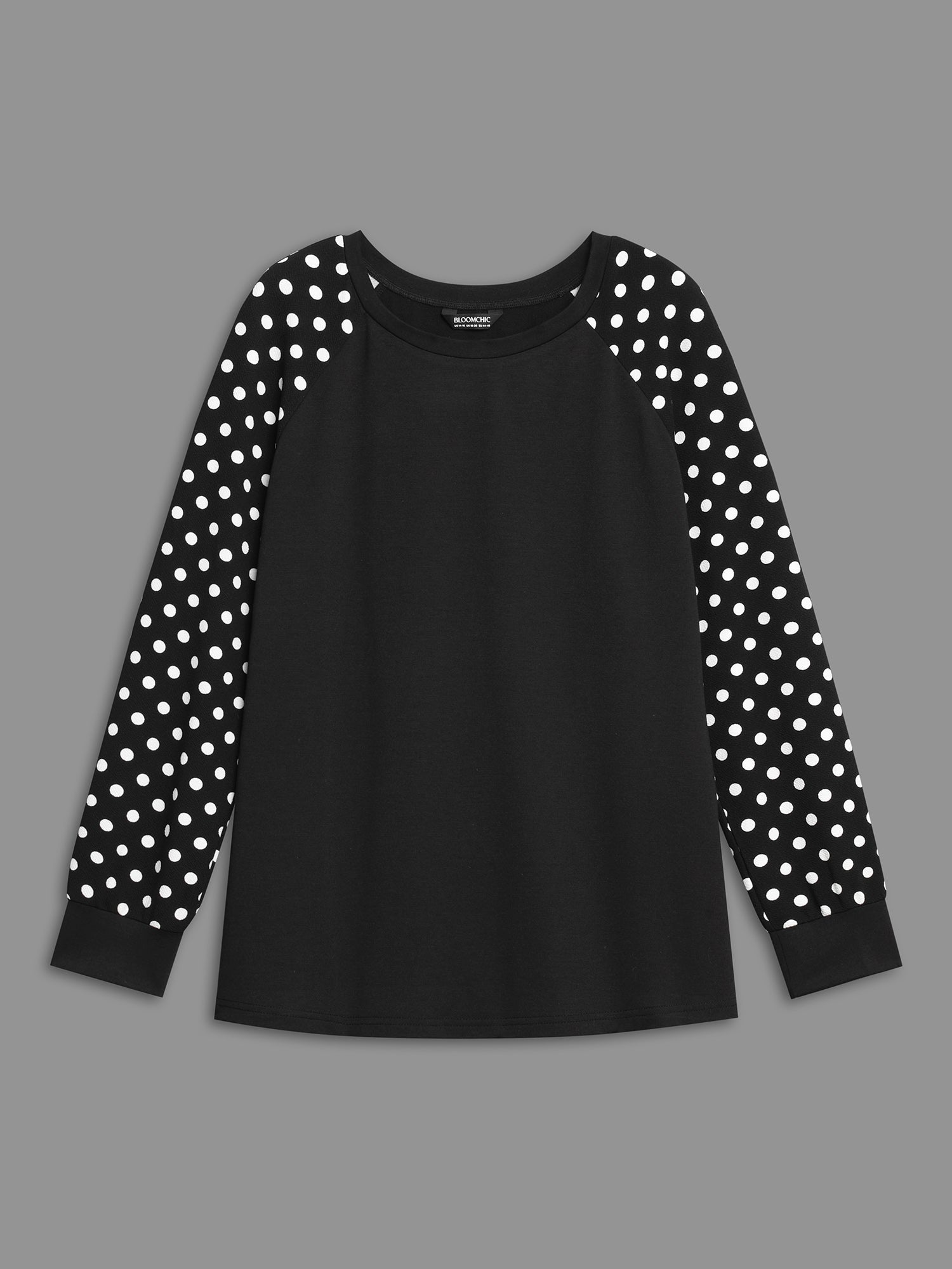 Polka Dot Patchwork Raglan Sleeve Sweatshirt
