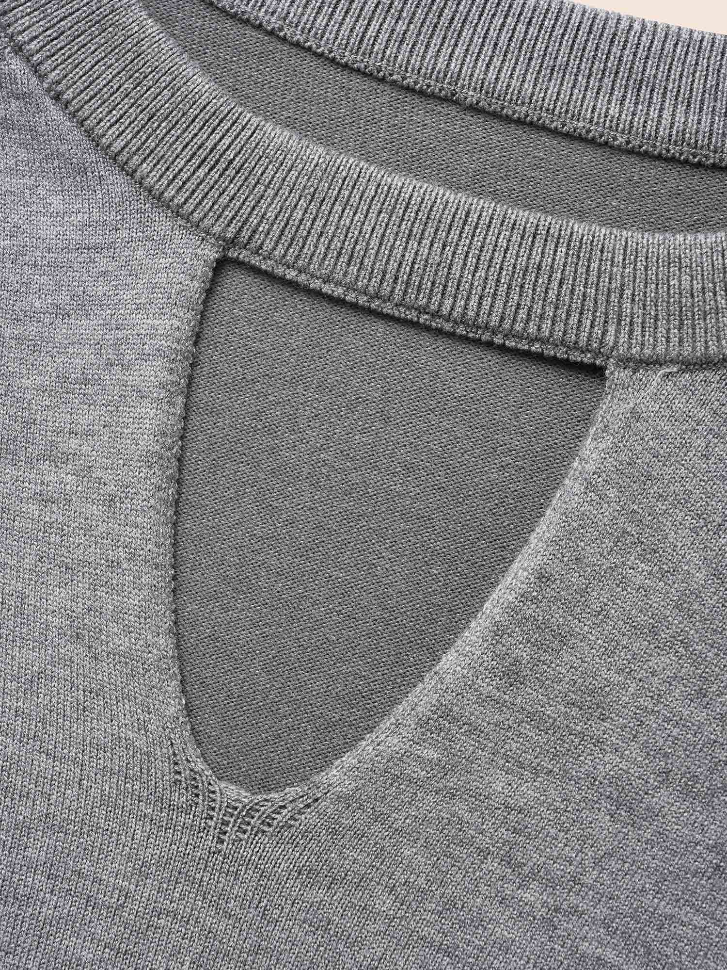 Plain Keyhole Puff Sleeve Pullover