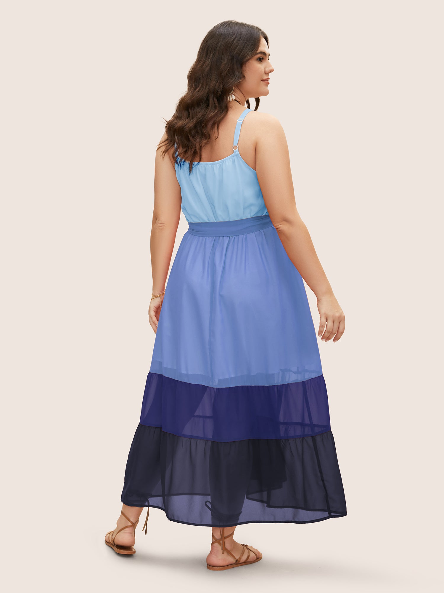 Colorblock Contrast Button Detail Slit Front Dress