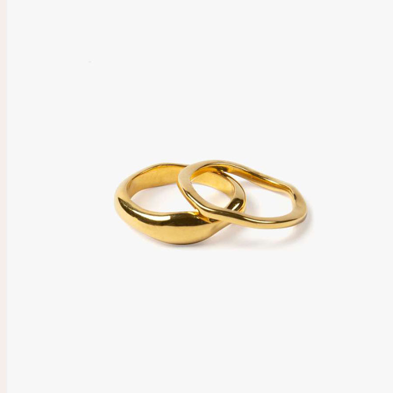 Tarnish Free Waterproof Minimalist Stackable  Fashion Gold plated Stainless Steel Eternity Women Rings jewelry