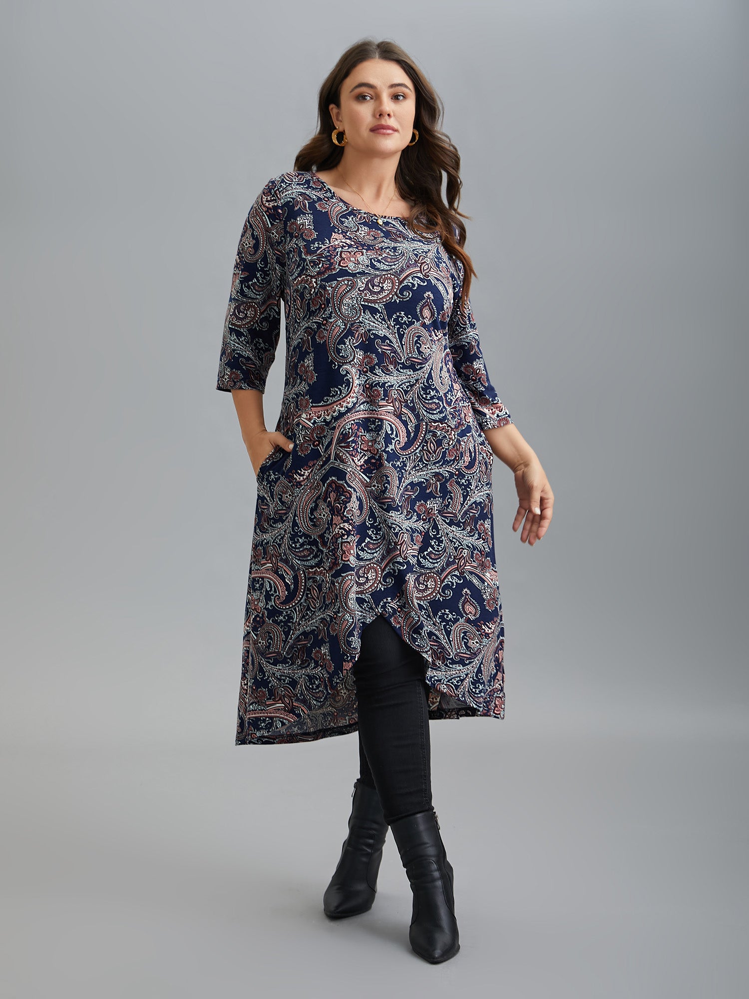 Wrap Hem Bandana Floral Dress