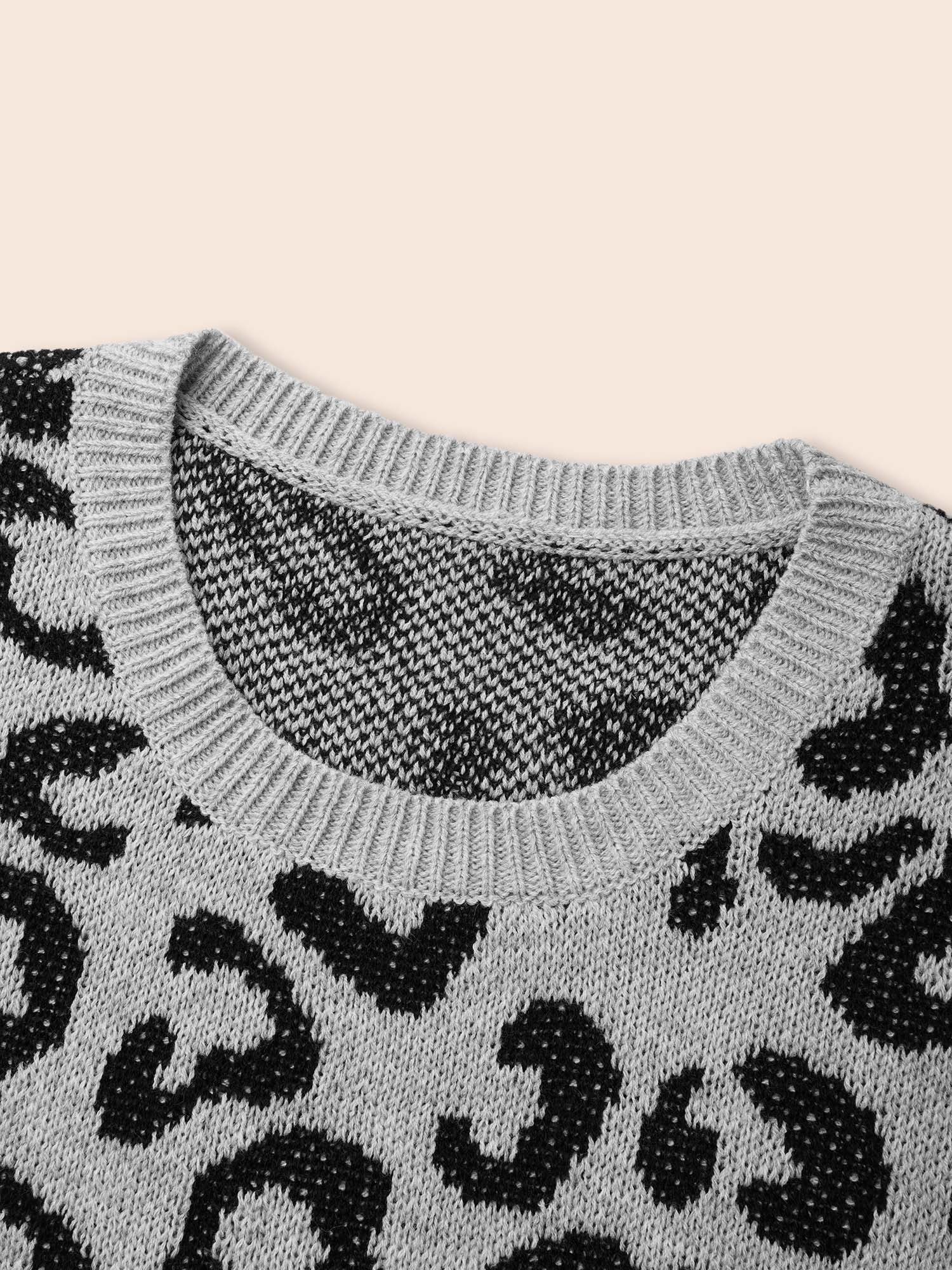 Leopard Print Contrast Patchwork Pullover