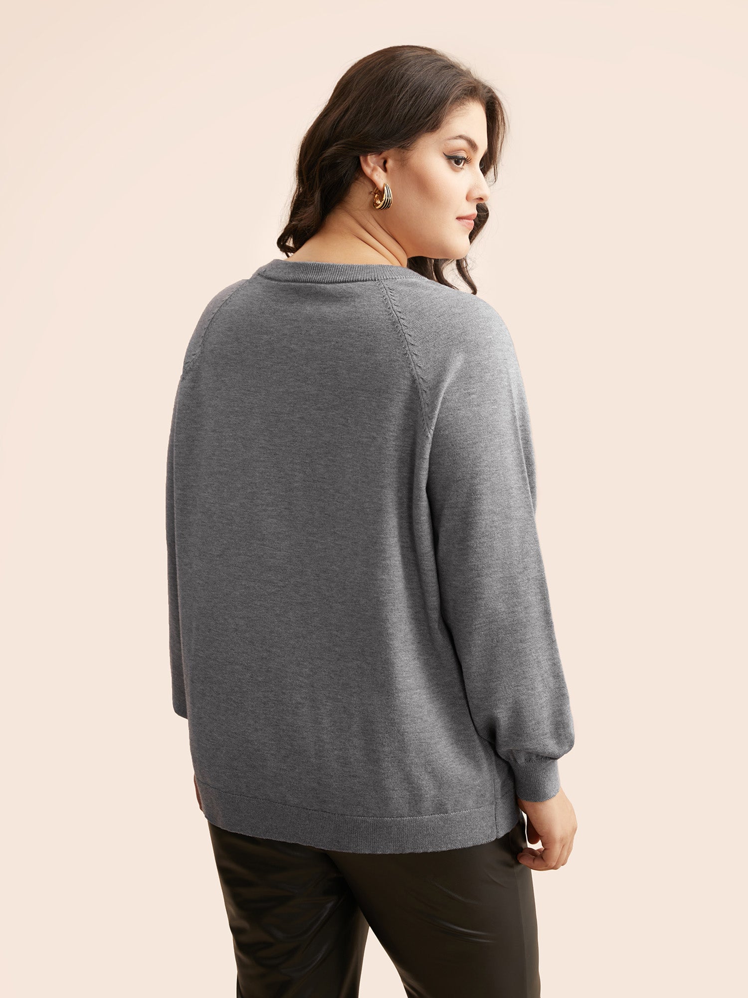 Plain Keyhole Puff Sleeve Pullover