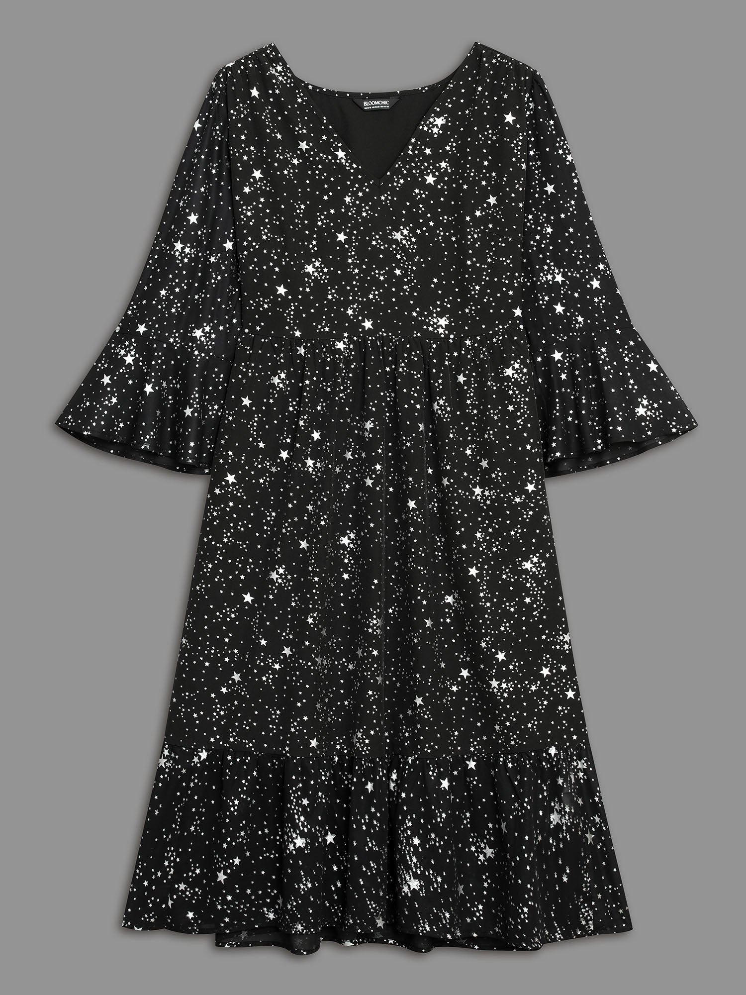 Glitter Star Flutter Sleeve Chiffon Dress