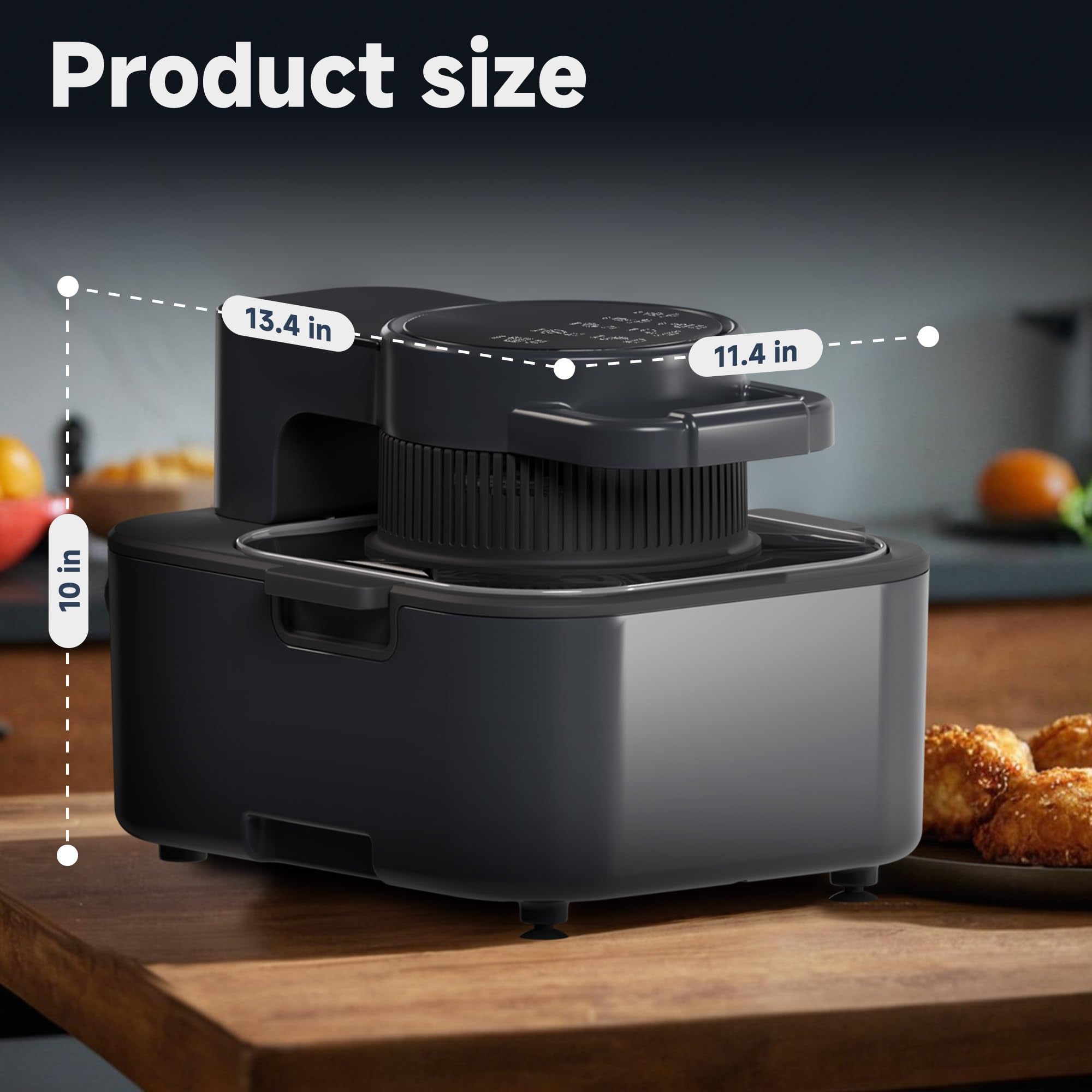 8QT 6-In-1 Easy View Non Toxic Air Fryer, Non-drawer, Precise Temp & Timer Control, Pre-Set Timer, Auto Shutoff, Roast, Bake, Reheat & Dehydrate
