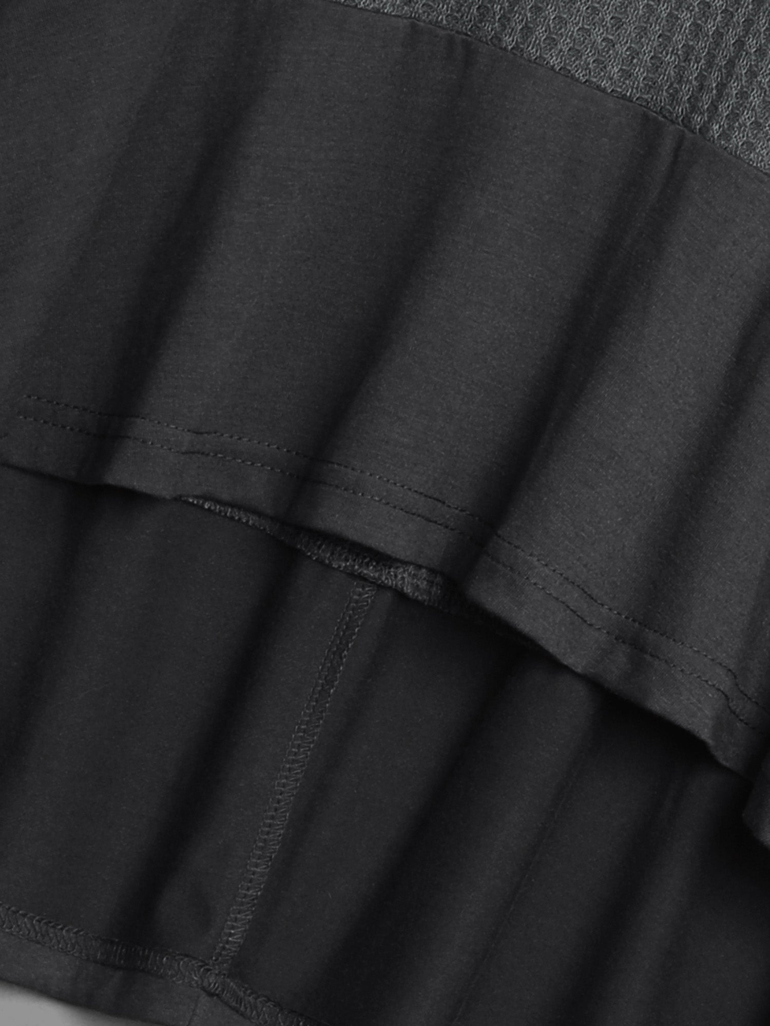 Waffle Knit Patchwork High Low Hem T-shirt