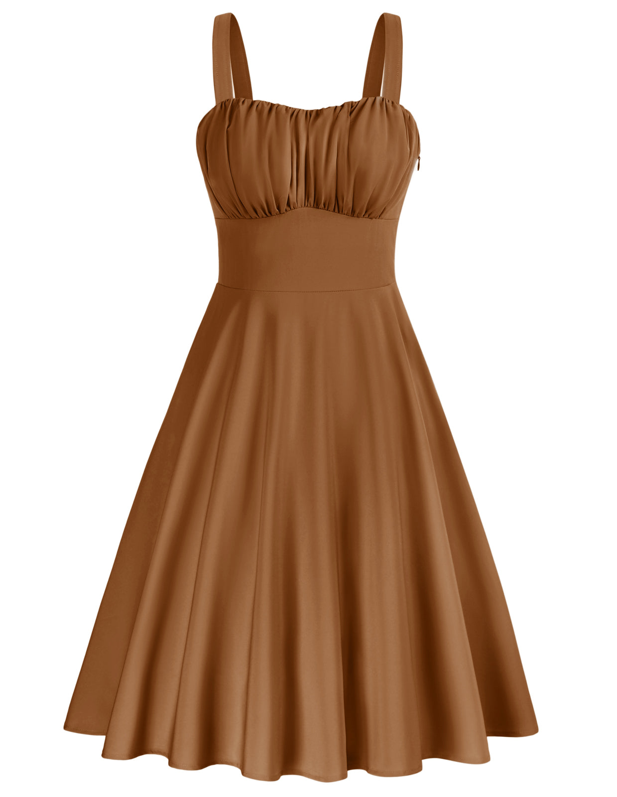 Vintage Cherry Printed Two-Way Defined Waist Dress Ruched Bodice Flared A-Line Dress