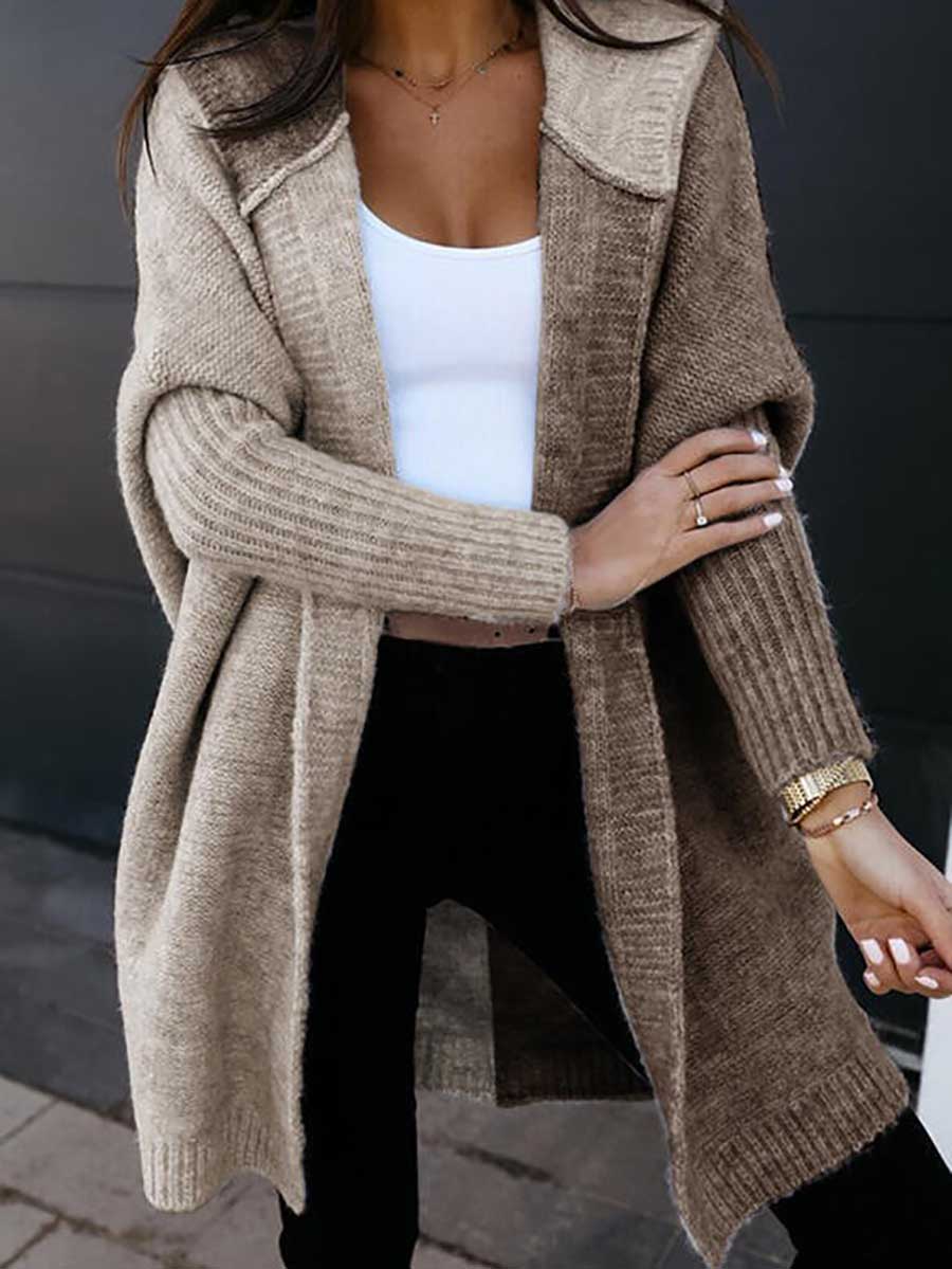 Loose Colorblocked Hooded Sweater Coat