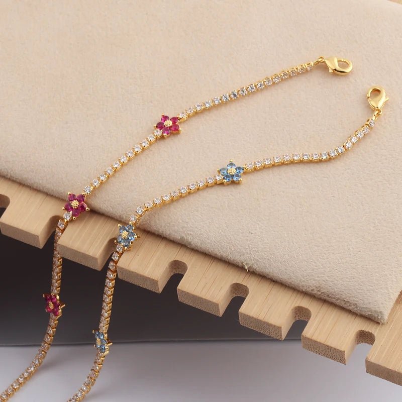 Dainty Diamond Floral Bracelets and Earrings