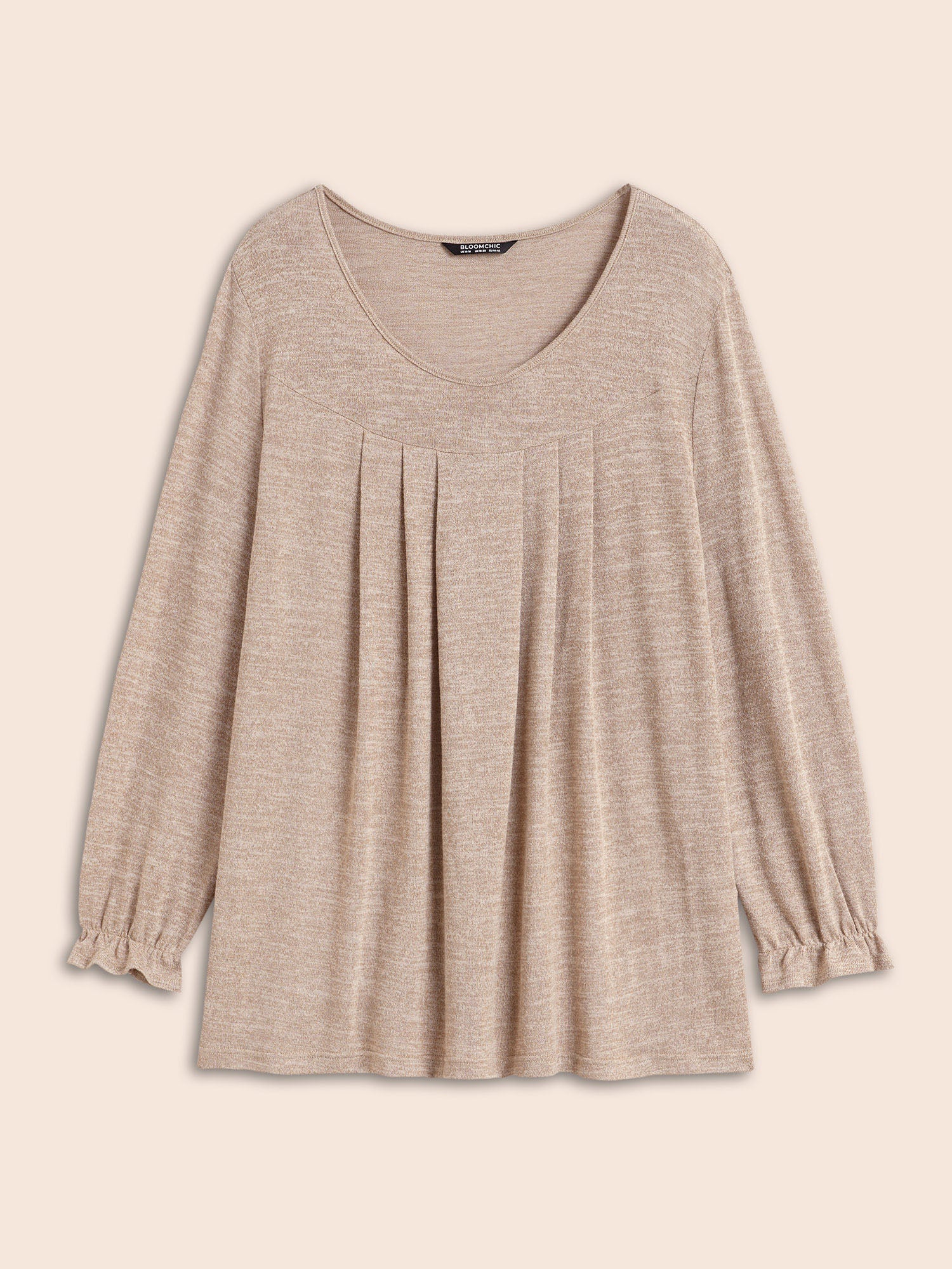 Round Neck Heather Pleated T-shirt