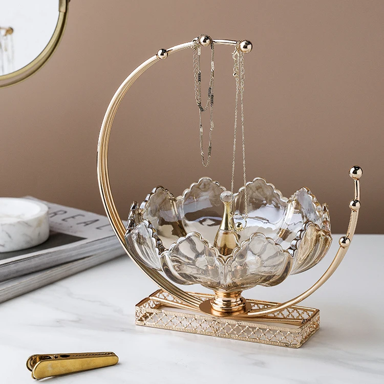 Home Decor Crystal Glass Modern  Living Room House Metal Trays Gold Luxury Other Decoration Home Table Decor For Home