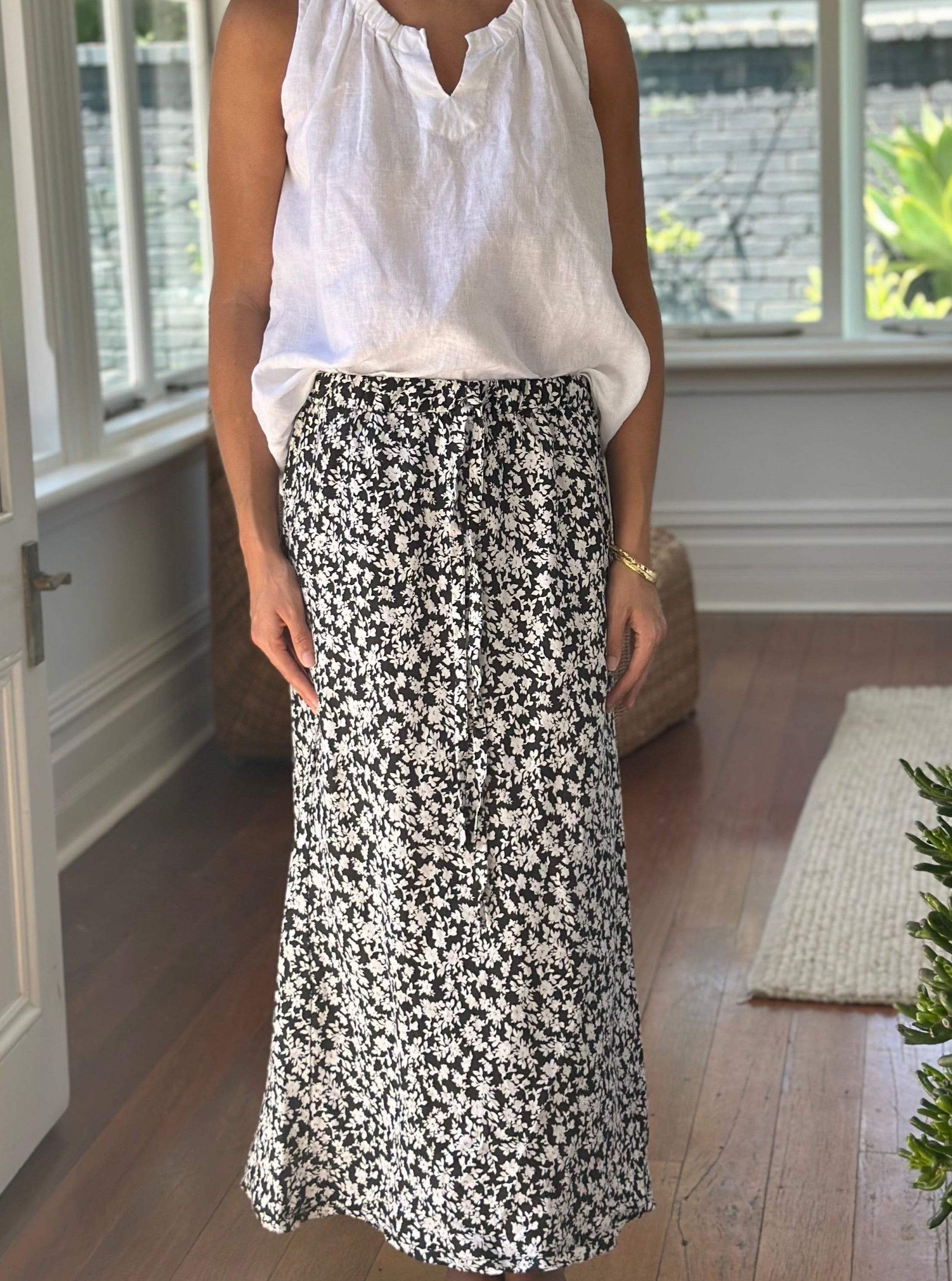 black floral linen