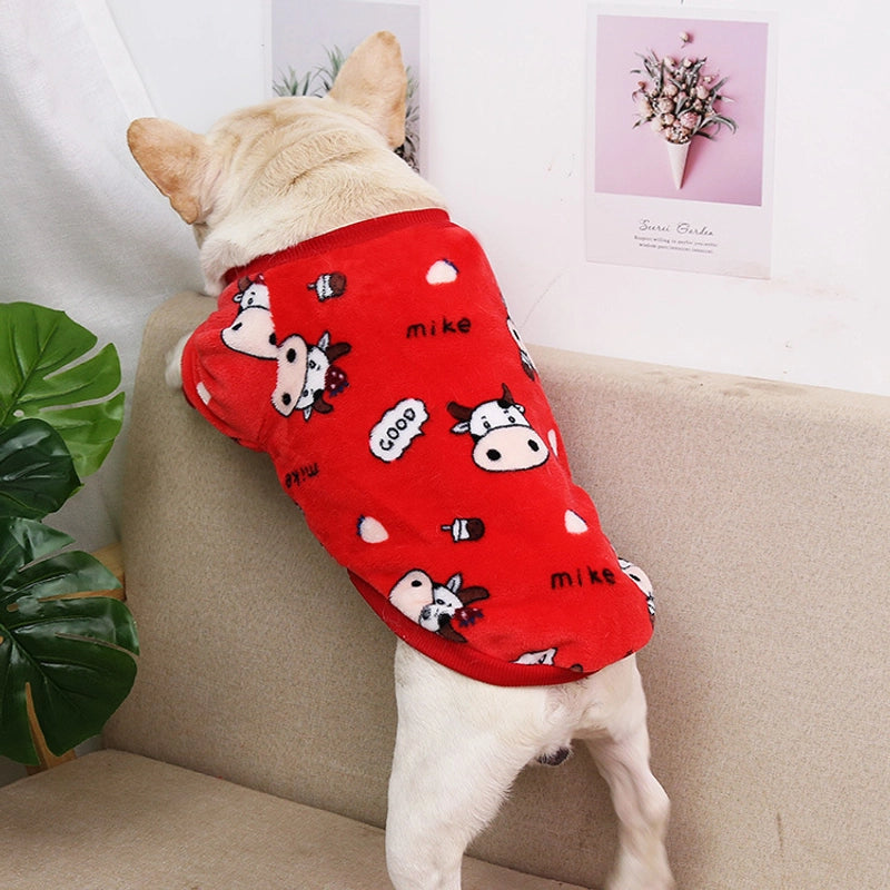 Christmas Elk Big Dog Bulldog Puppy Autumn And Winter Pet Supplies Cat Two-Leg Velvet Clothes Teddy