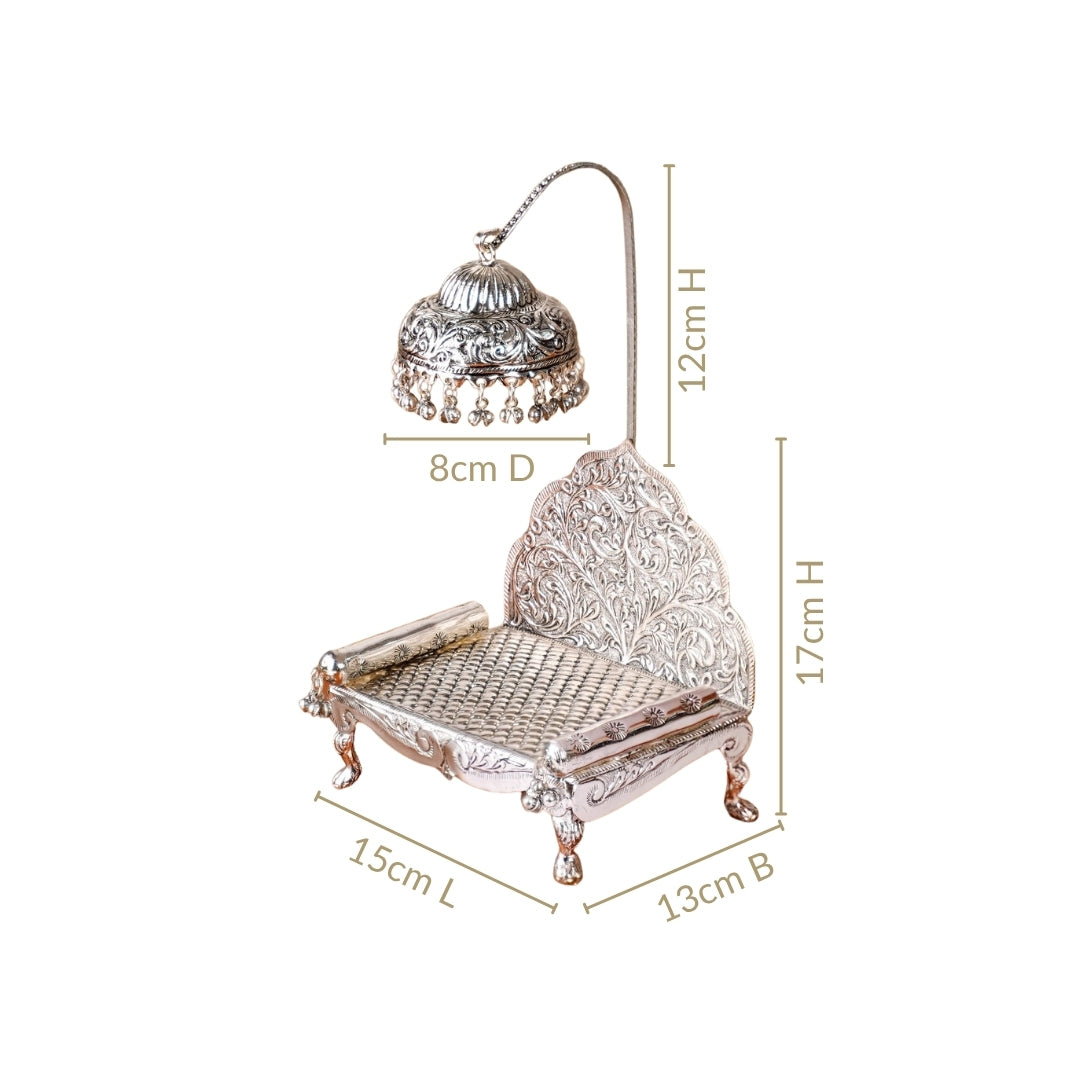 Silver Singhasan With Detachable Chatra