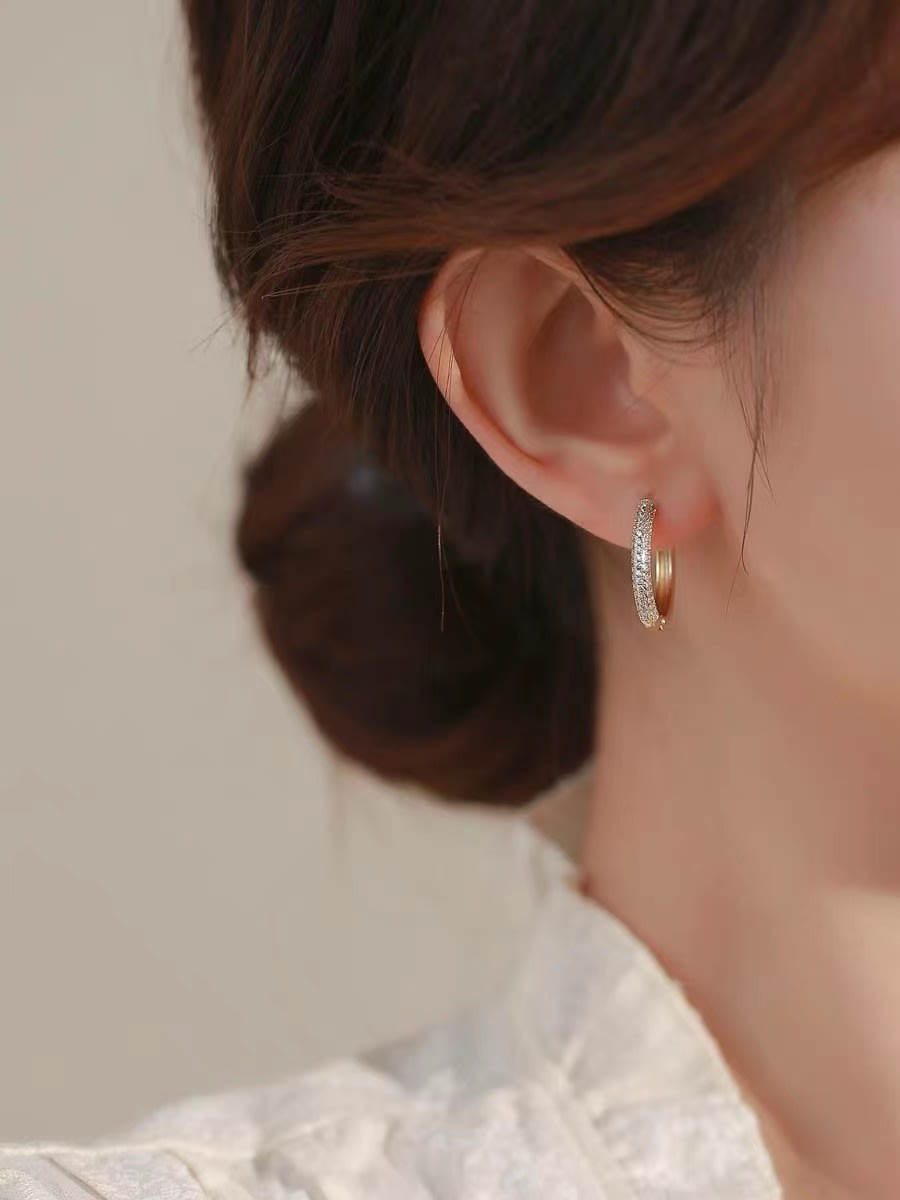 925 Sterling Silver Cubic Zirconia Hoop Earrings