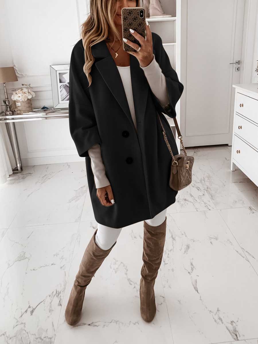 Tweed Coat With Seven-quarter Sleeves