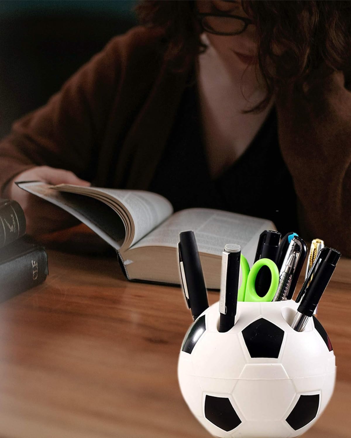 Football Shape Creative Pen Stand Holder For Home And Office