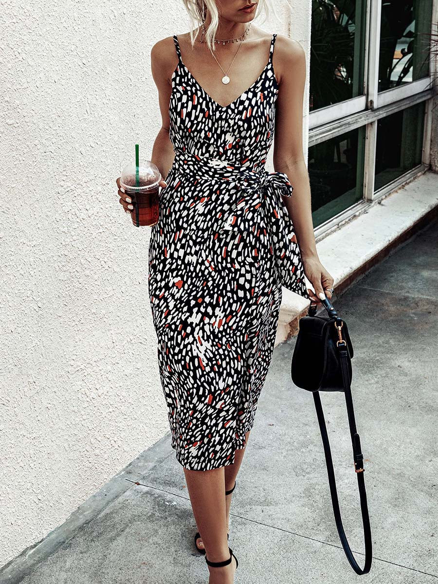 Print Dress With Belts