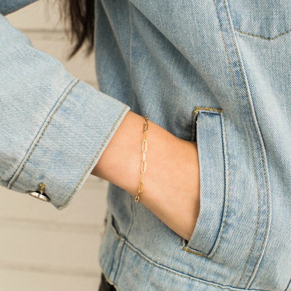 Dainty Paperclip Letter Initial Bracelet