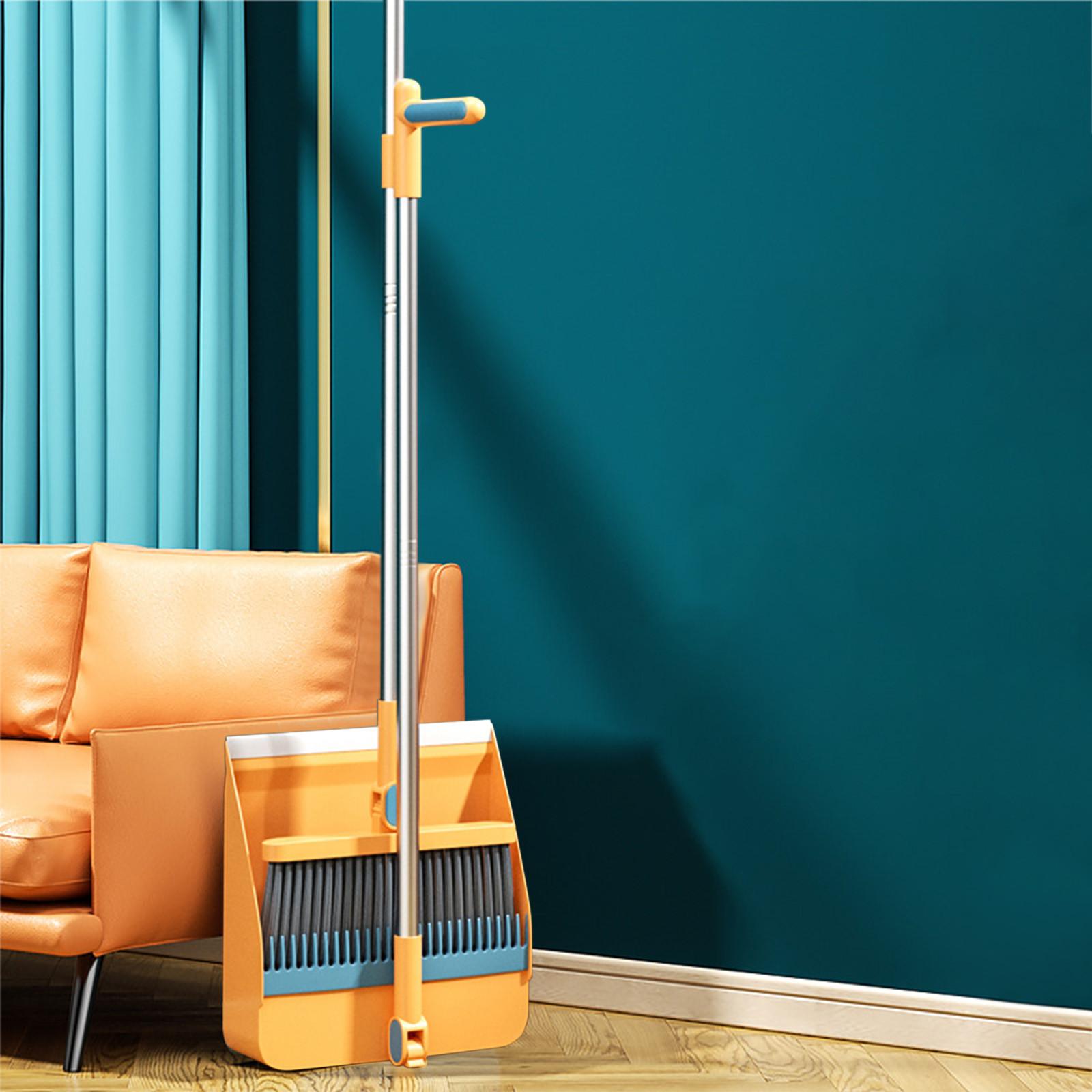 Brooms Wiith Dustpan Set 180° Rotatable Standing Brooms And Dustpan Set With Scraping Teeth