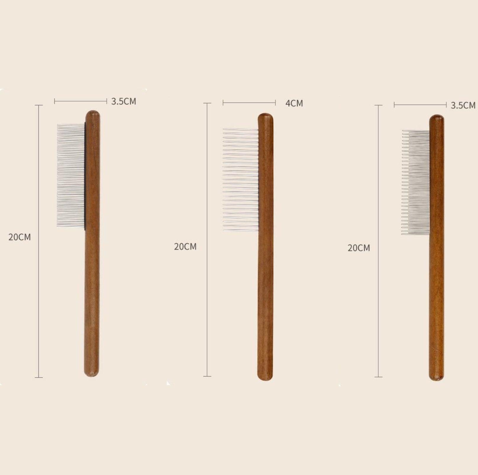 Versatile Stainless Steel Pet Brush with Wooden Handle - 3 Styles