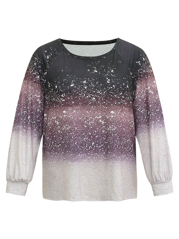 Ombre Raglan Sleeve Contrast T-shirt