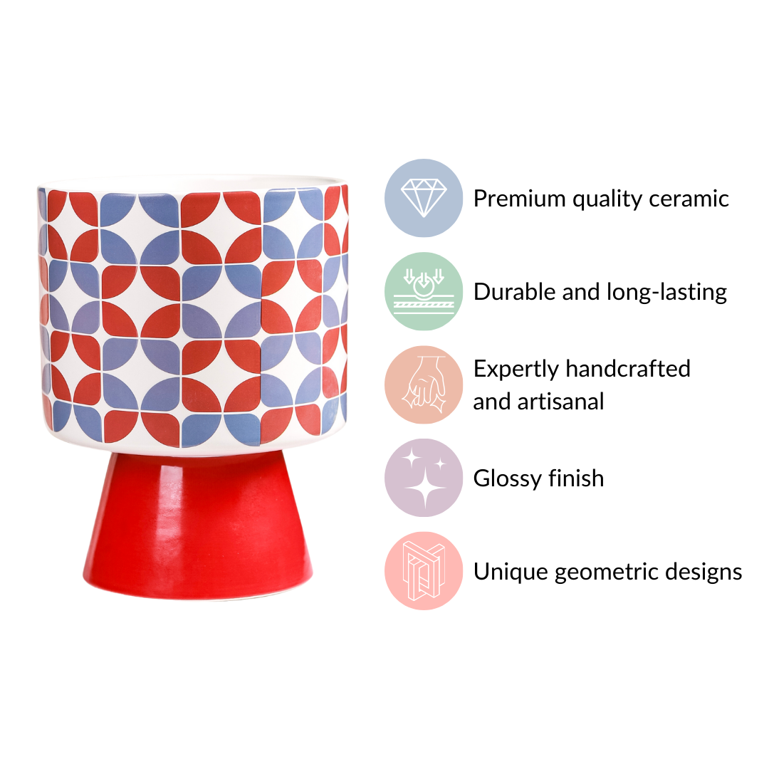 Colourful Pedestal Vase Bauhaus Red