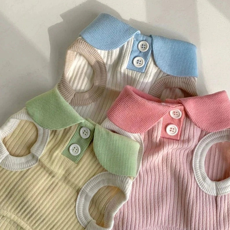 Breathable Contrast Color Collar Dog Cat Vest