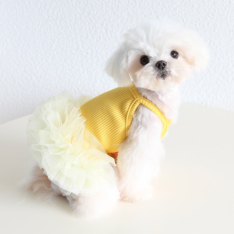 Multi-color Cotton Dog Cat Lace Dress