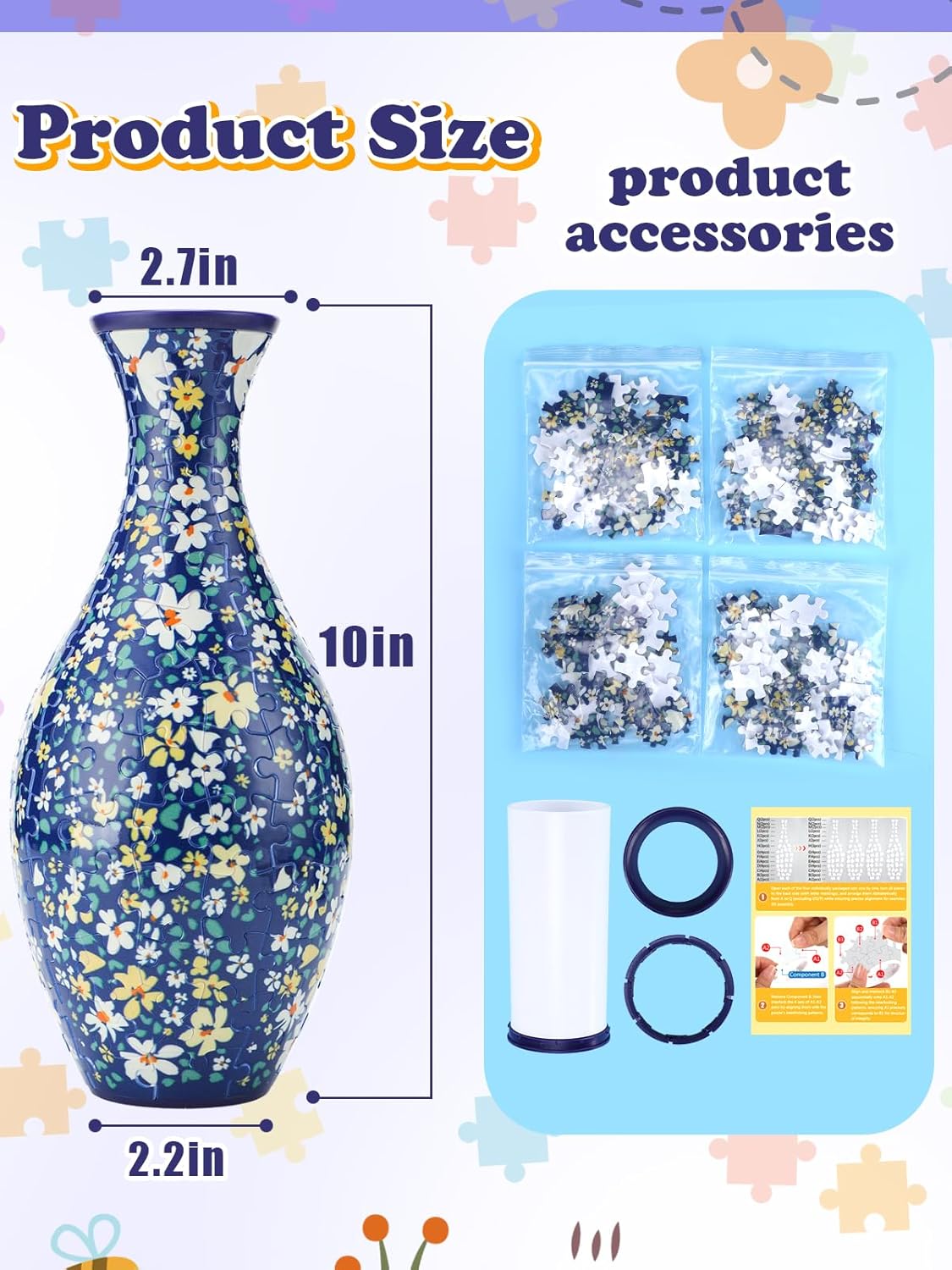 Unique 3D Puzzle - 160 Pieces of Puzzle Flower Vase, Plum Blossom Themed Art Projects Gift