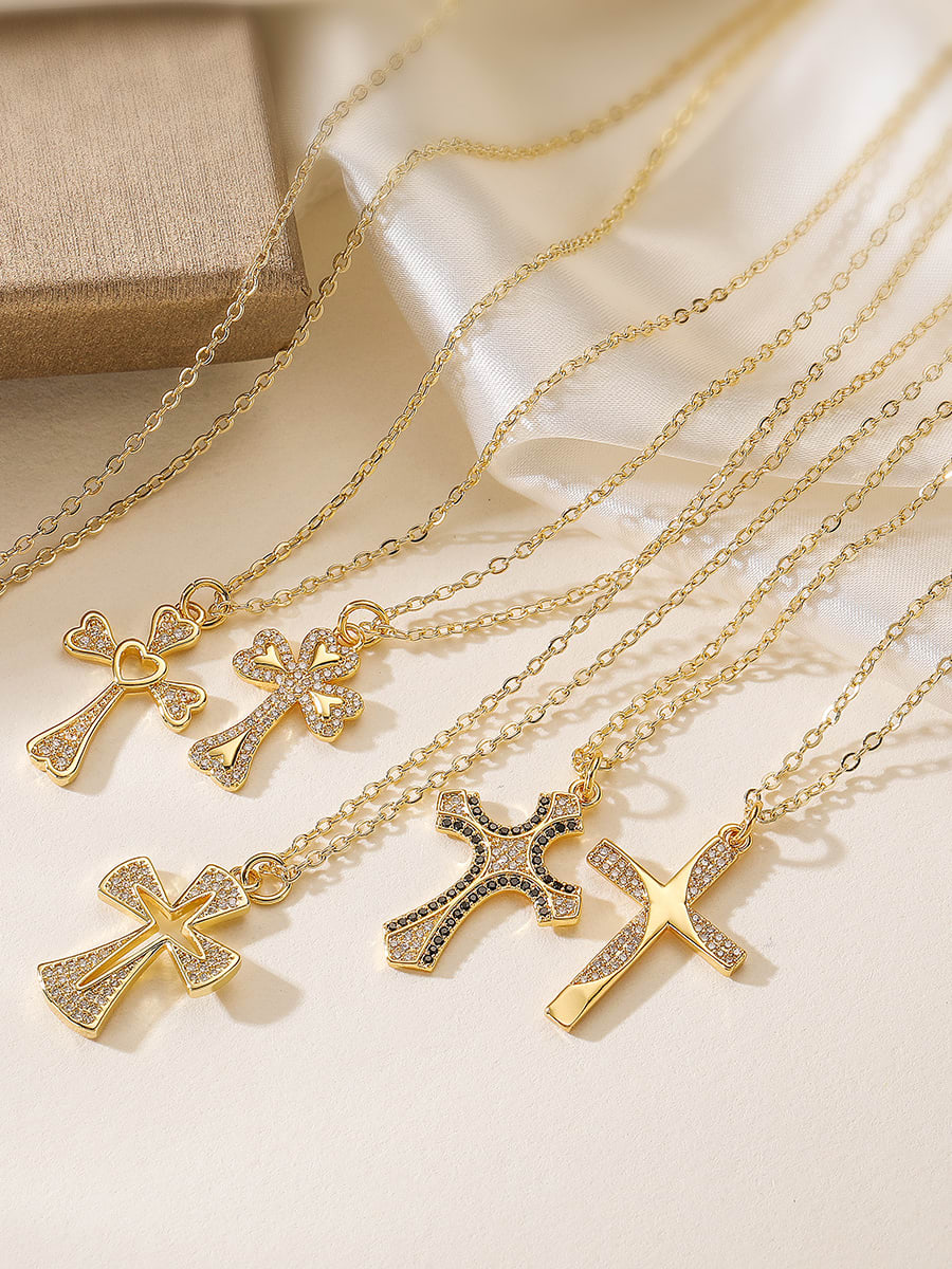 Cubic Zirconia Cross Pendant & Chain