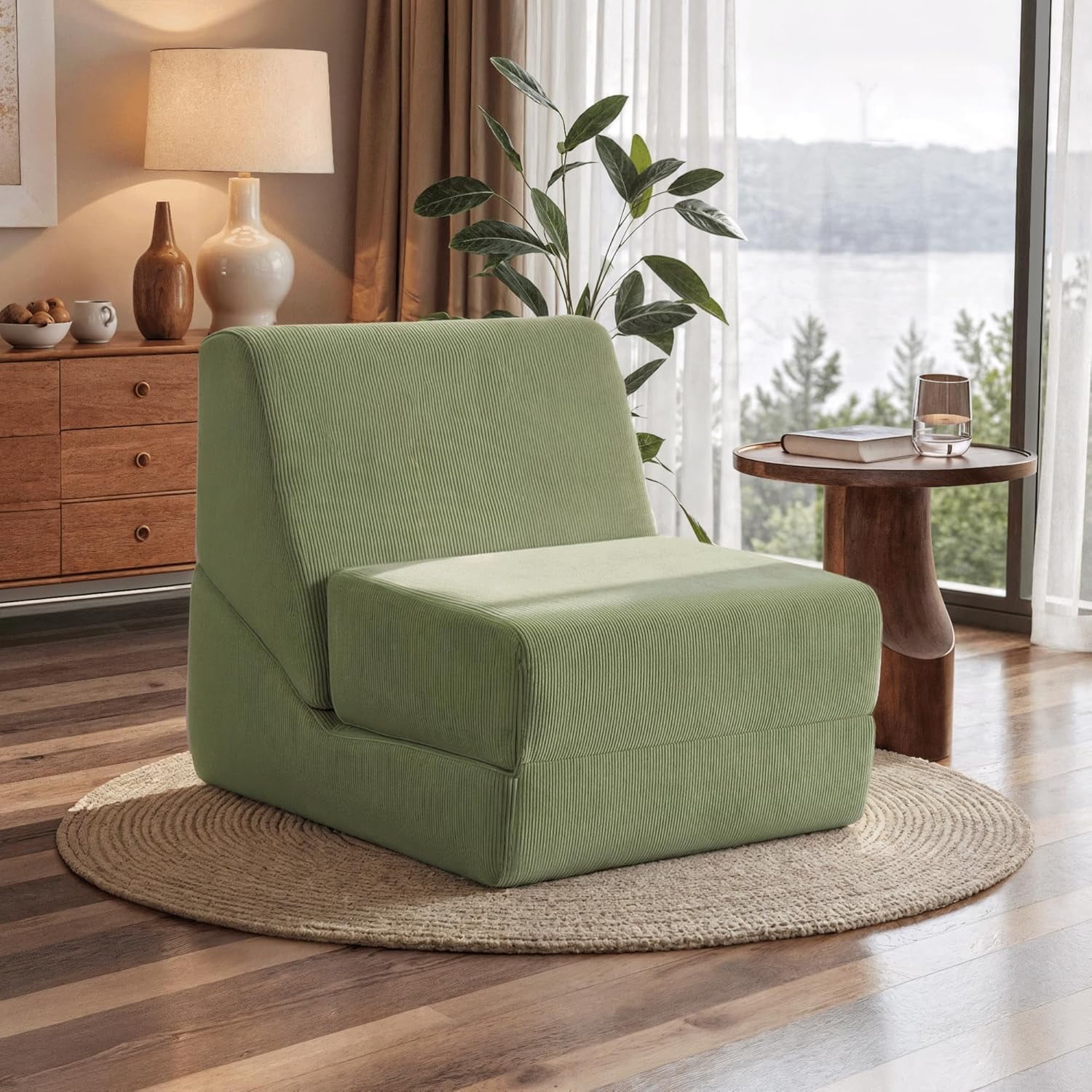 Folding Sofa Bed, 3 in 1 Convertible Sleeper Chair, Floor Couch with Back Support, Single Chair Bed for Living Room