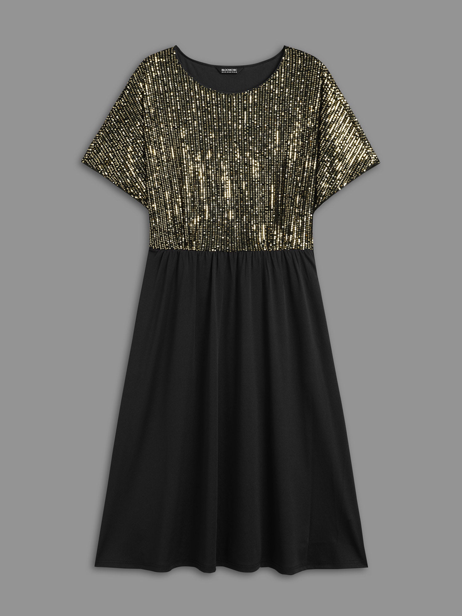 Sequin Patchwork Dolman Sleeve Dress