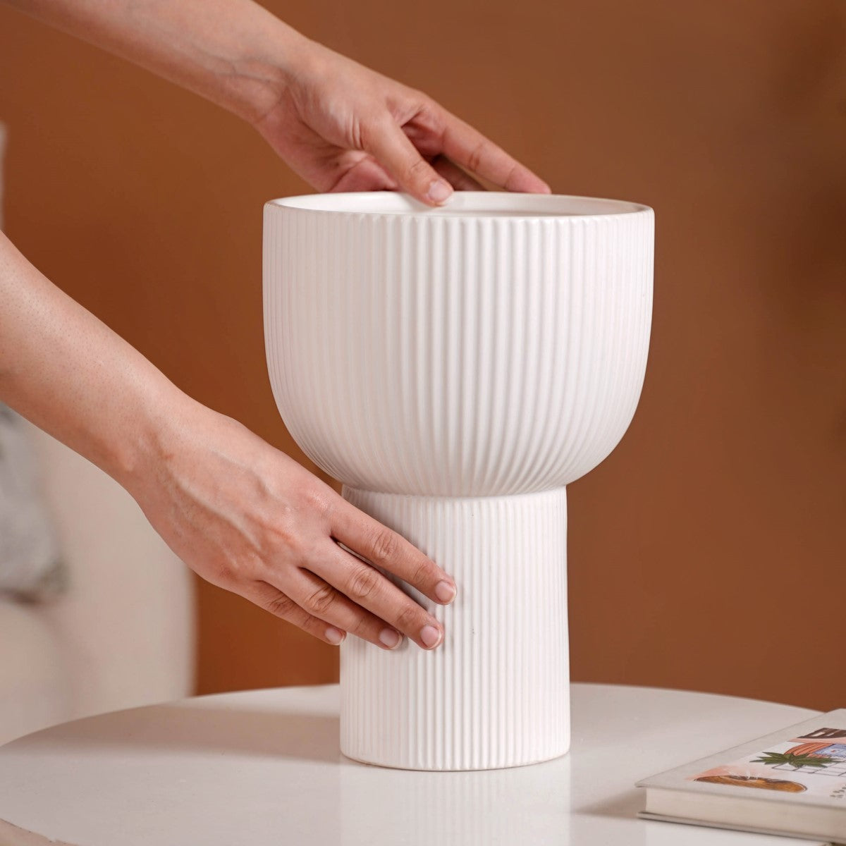 European Ceramic Flower Pot White