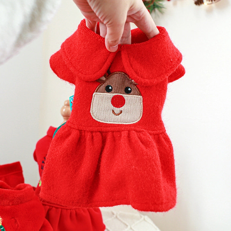 Cute Polyester Christmas Elk Pet Clothing