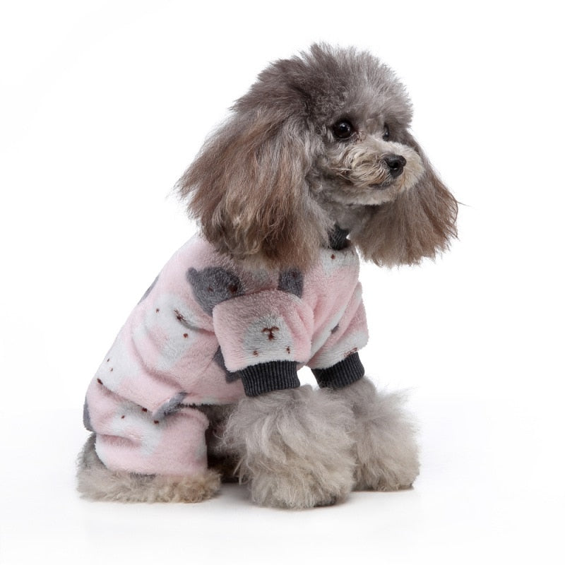 Warm Printed Dog Cat Jumpsuits Pajamas