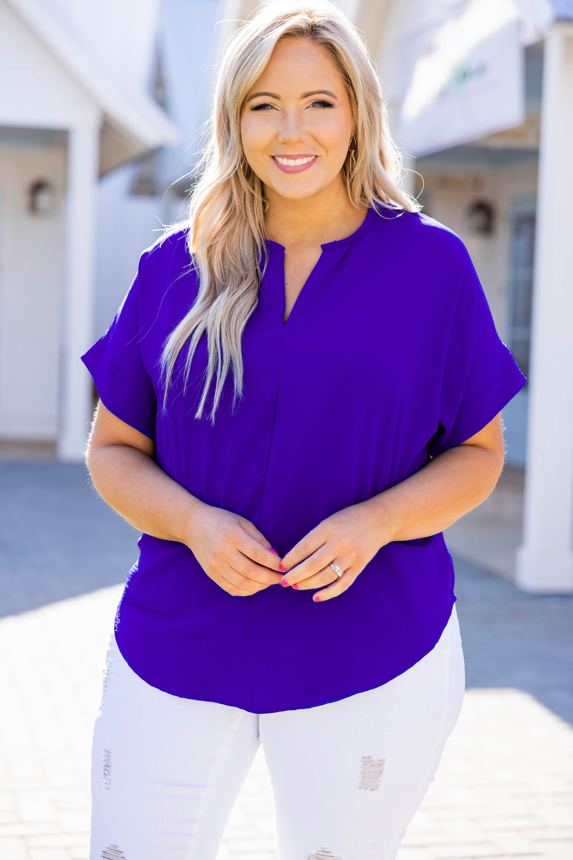 New Point Of View Top. Royal Blue