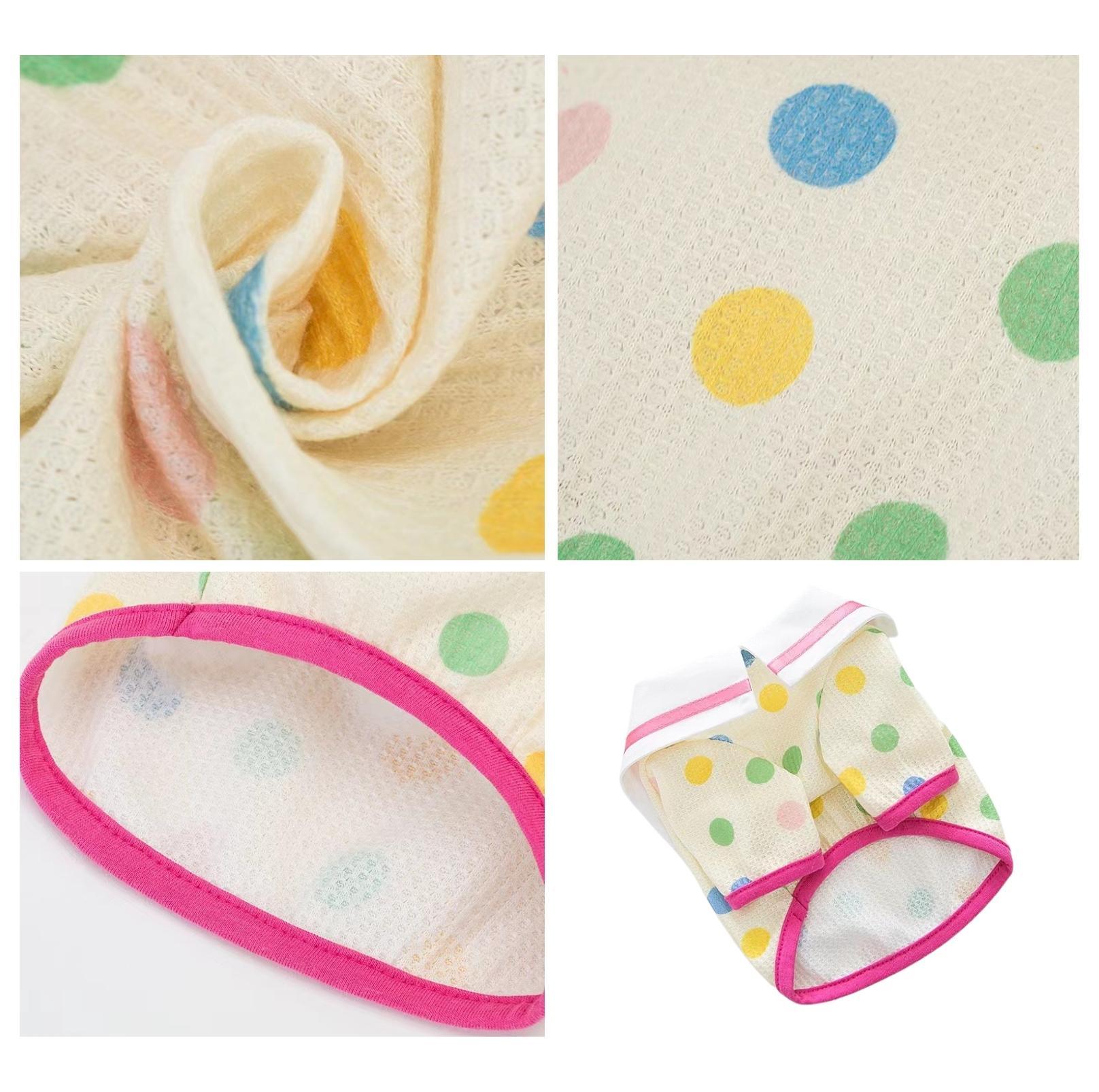 Charming Naval Collar Pet T-shirt with Colourful Dots