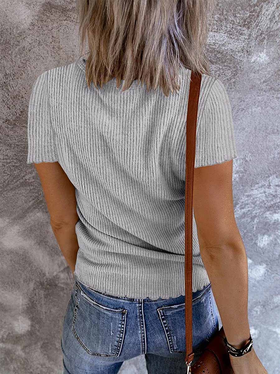 Solid Color V-Neck Short Sleeve T-Shirt(7 colors)