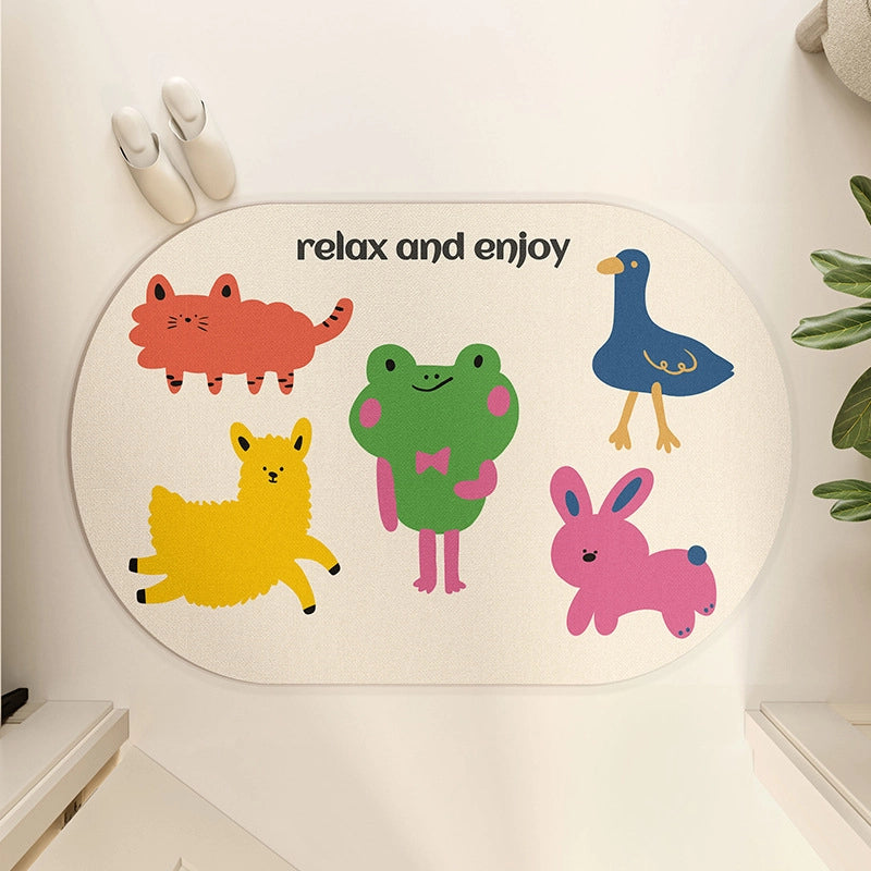 Cute Cartoon Puppy Diatom Mud Mat Bathroom Absorbent Non-slip Toilet Door Quick-drying Foot Mat Bathroom Carpet