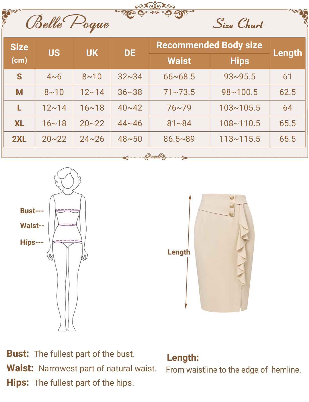 Front Slit Skirt High Waist Ruffle Decorated Bodycon Skirt