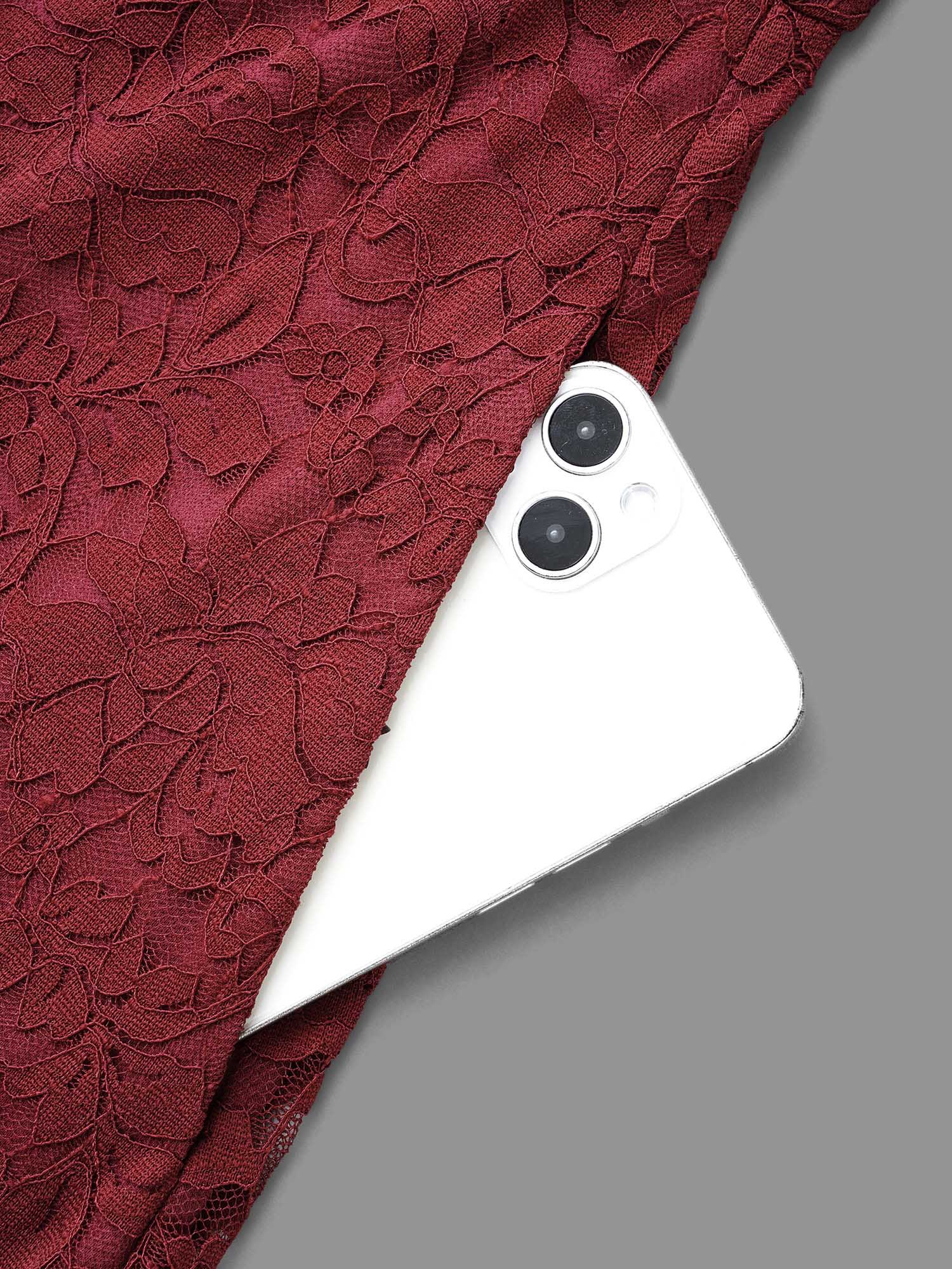 Solid Lace Patchwork Lantern Sleeve Dress