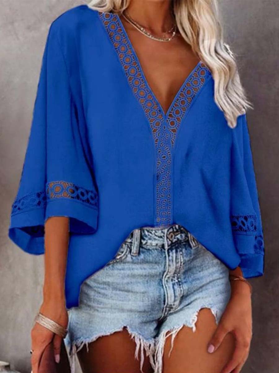 Stunnncal Lace V-neck Shirt5 colors